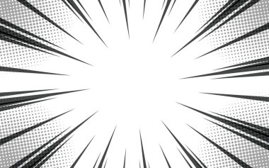 Manga hız patlaması çerçevesi. Radyal anime hız çizgileri. Çizgi romanlar için çarpışma yakınlaştırma etkisi. Beyaz arkaplanda vektör illüstrasyonu.