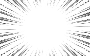 Çizgi romanlar için radikal hız çizgileri arka planı. Tek renkli patlama arka planı. Vektör illüstrasyonu.