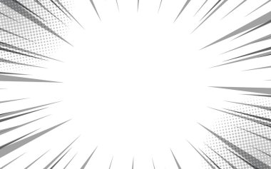 Çizgi romanlar için hareket çizgisi arkaplanı. Manga hız çerçeveleri, süper kahraman hareketi, patlama arka planı. Vektör illüstrasyonu.