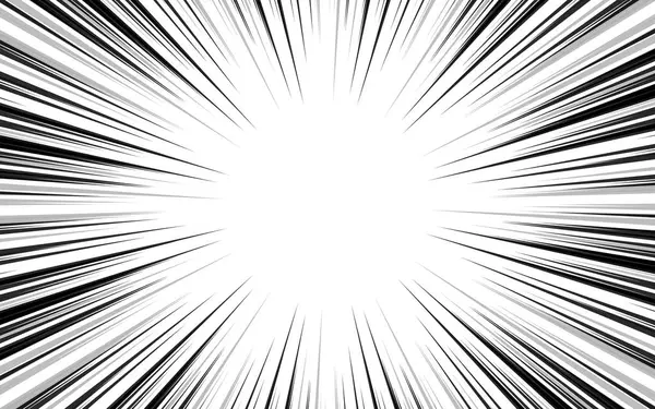 Beyaz arka planda siyah çizgileri olan çizgi roman sayfası. Yıldırım patlaması deseni olan bir şablon. Vektör illüstrasyonu.