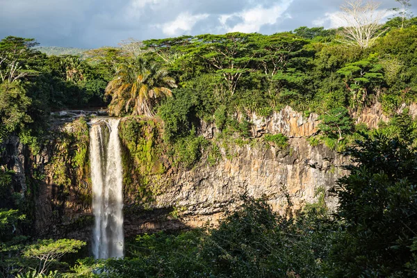 Chamarel waterfall on the River du Cap, the tallest single-drop waterfall in Mauritius at about 100m high, Chamarel, Mauritius