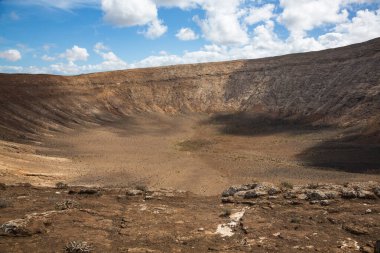 Caldera Blanca volkan krateri, Kanarya adası Lanzarote, İspanya