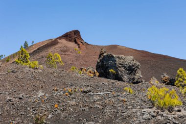 Montana 'nın önündeki büyük kaya yığını Negra tepesi, Garachico, Tenerife Kanarya Adası, İspanya