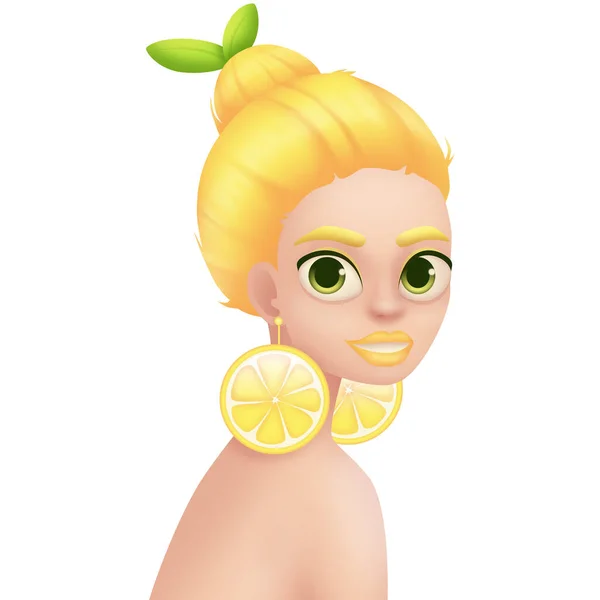 Krásná Žena Citrónem Žlutý Jasný Make Izolované Bílém Pozadí Digitální — Stock fotografie