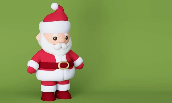 Cute Santa Claus Green Background Copy Space Rendering — Stock Photo, Image