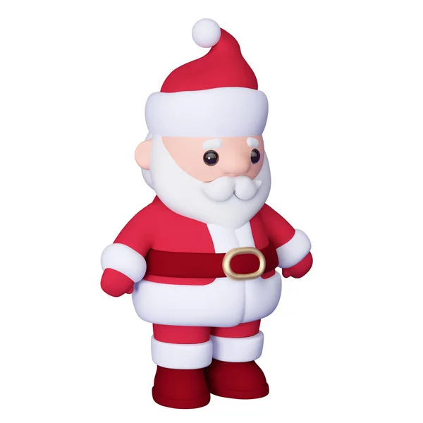 Cute Cartoon Santa Claus Isolated White Background Rendering — Stock Photo, Image