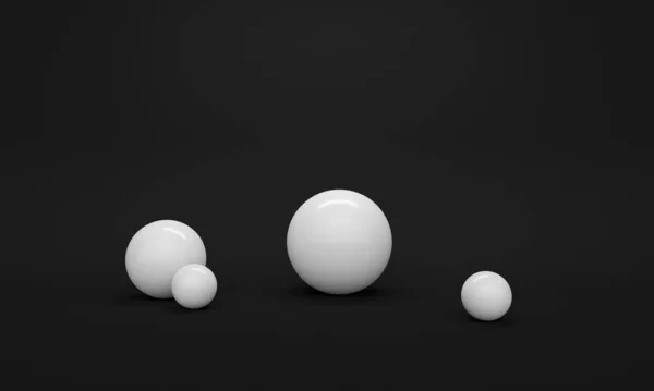 白い球体の黒い抽象的な背景 製品プロモーションのための背景デザイン 3Dレンダリング — ストック写真
