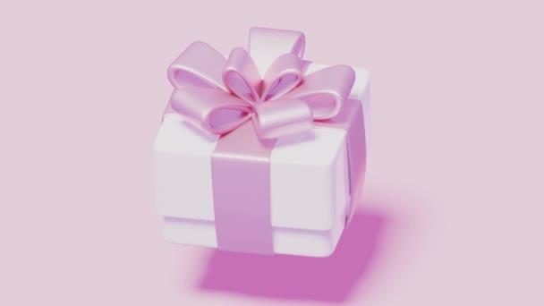 Pink Shiny Gift Big Bow Minimal Modern Motion Design Abstract — Stockvideo