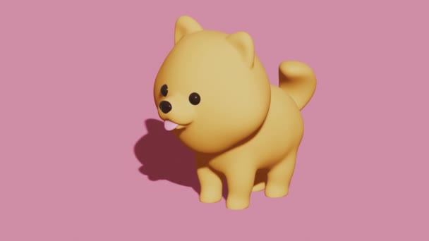 Cute Pomeranian Dog Pink Background Minimal Modern Motion Design Abstract — Wideo stockowe