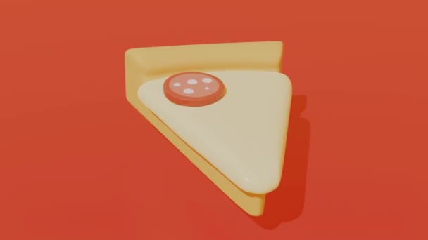 Piece Pizza Sausage Minimal Modern Motion Design Abstract Animation — Stockvideo