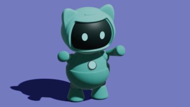 Turquoise cute robot cat toy. Minimal modern motion design. Abstract animation