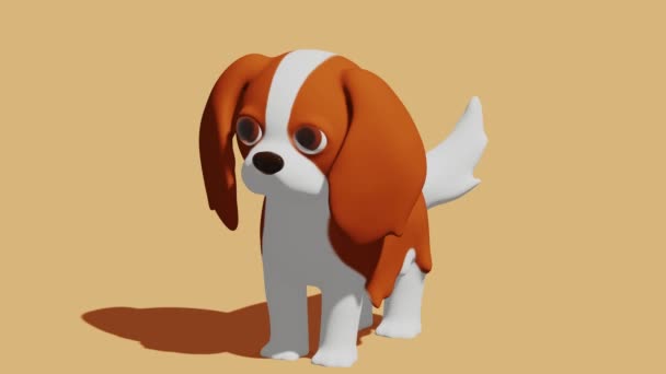 可爱的狗骑士查尔斯 斯潘尼尔国王 最小的现代无缝运动设计 摘要动画 — 图库视频影像
