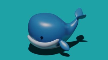 Cute little whale on a blue background. Minimal modern seamless motion design. Abstract loop animation