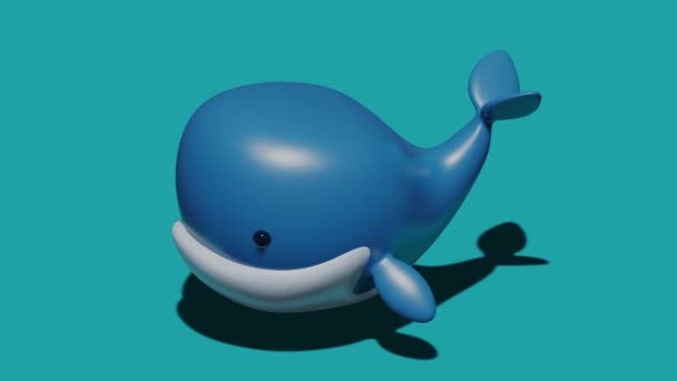 蓝色背景上可爱的小鲸鱼 最小的现代无缝运动设计 抽象循环动画 — 图库视频影像