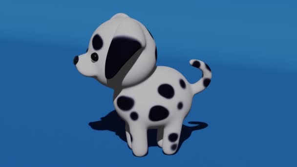 蓝色背景上可爱的达尔马提亚犬 最小的现代无缝运动设计 抽象循环动画 — 图库视频影像