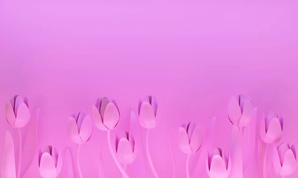 Pink Card Tulips Copy Space Lilac Light Rendering — Stock Photo, Image