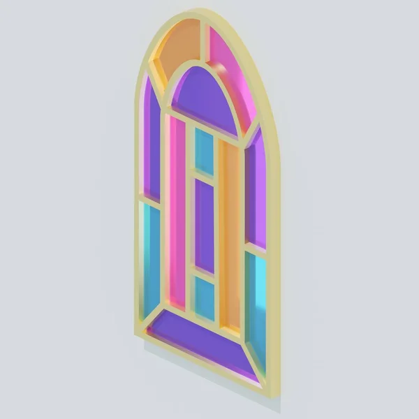 建筑物墙壁上的玻璃窗 3D渲染 — 图库照片