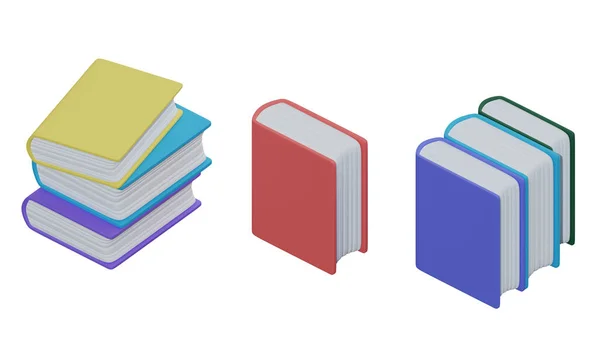 Σύνολο Κλειστών Βιβλίων Πολύχρωμα Εξώφυλλα Που Απομονώνονται Λευκό Φόντο Απόδοση — Φωτογραφία Αρχείου