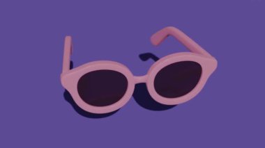 Koyu lensli pembe güneş gözlükleri. Minimum modern kusursuz hareket tasarımı. Soyut döngü canlandırması