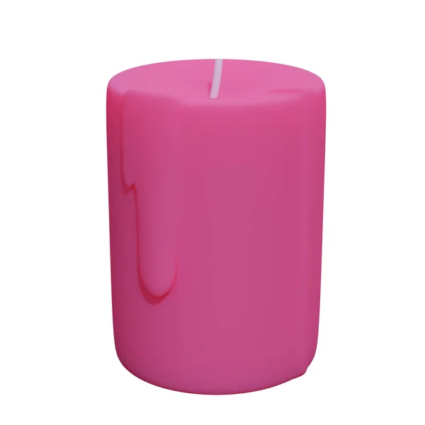 粉色浪漫的蜡烛 白色背景隔离 3D渲染 图库图片