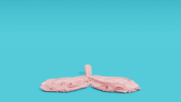 Roze Laag Poly Orgaan Long Minimaal Modern Bewegingsontwerp Abstracte Animatie — Stockvideo