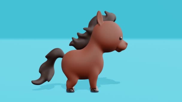Cute Little Brown Horse Minimal Modern Seamless Motion Design Abstract — Stock Video