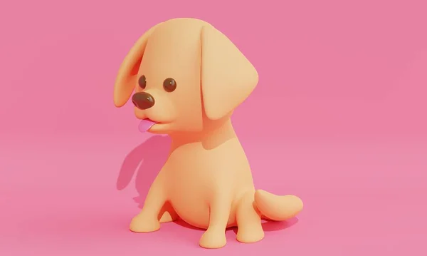 Χαριτωμένο Σκυλί Golden Retriever Κάθεται Ροζ Φόντο Αντίγραφο Χώρο Απόδοση — Φωτογραφία Αρχείου