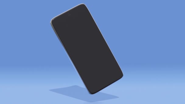 Kovový Mobilní Telefon Modrém Pozadí Minimální Moderní Bezešvý Design Pohybu — Stock video