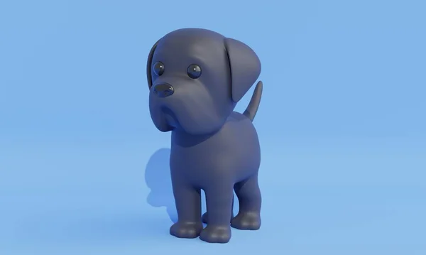 コピースペースのある青の背景にかわいい犬ナポリのマスチフ 3Dレンダリング — ストック写真