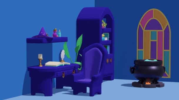 Interior Wizard Room Cauldron Minimal Modern Motion Design Abstract Animation — Stock Video