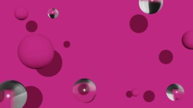 Uçan cam baloncuklu Magenta soyut arka planı. Minimum modern kusursuz hareket tasarımı. Soyut döngü canlandırması