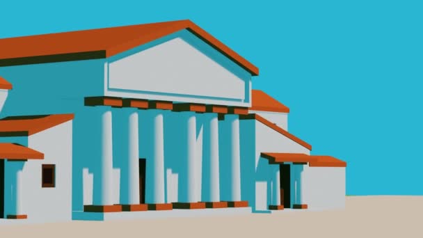 Ulica Starożytnego Greckiego Miasta Starymi Domami Minimalne Nowoczesne Wzornictwo Ruchu — Wideo stockowe