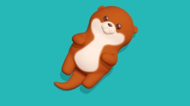 Turkuaz arka planda şirin bir su samuru. Minimum modern kusursuz hareket tasarımı. Soyut döngü canlandırması