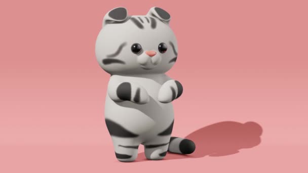 可爱的苏格兰折叠猫粉红背景 最小的现代无缝运动设计 抽象循环动画 — 图库视频影像