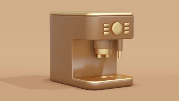 Braune Kaffeemaschine Auf Beigem Hintergrund Minimal Modernes Nahtloses Bewegungsdesign Animation — Stockvideo