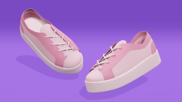 Рожеві Жіночі Сучасні Кросівки Мінімальний Сучасний Безшовний Дизайн Руху Анімація — стокове відео
