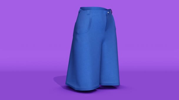 Pantalones Cortos Vaqueros Azules Para Mujer Diseño Movimiento Inconsútil Moderno — Vídeo de stock
