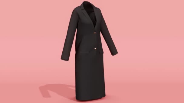 Černý Vlněný Kabát Zlatými Knoflíky Minimální Moderní Bezešvý Design Pohybu — Stock video