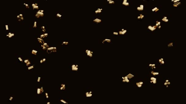 Zlaté Symboly Karet Padají Minimální Moderní Design Pohybu Abstraktní Animace — Stock video