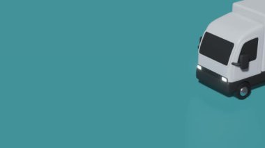 Taşınma ya da teslimat için beyaz kamyon. Minimum modern hareket tasarımı. Soyut canlandırma