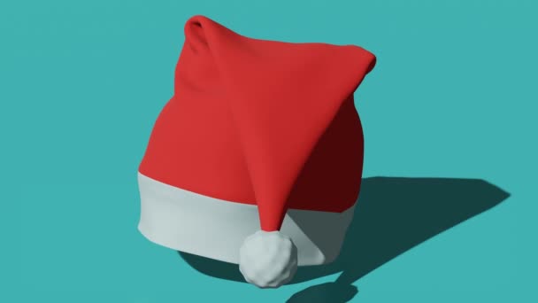 Sombrero Rojo Santa Claus Diseño Movimiento Inconsútil Moderno Mínimo Animación — Vídeo de stock