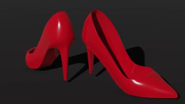 Kırmızı parlak yüksek topuklu ayakkabılar. Minimum modern kusursuz hareket tasarımı. Soyut döngü canlandırması