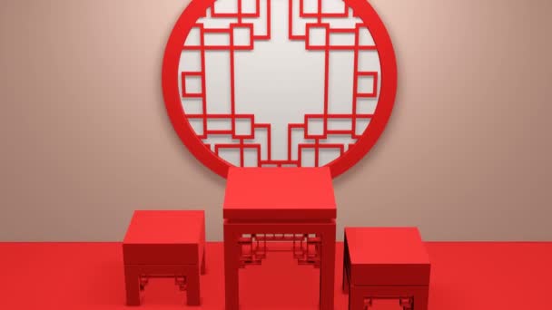 Wnętrze Zabytkowego Pokoju Stylu Chińskim Minimalne Nowoczesne Bezszwowe Projektowanie Ruchu — Wideo stockowe