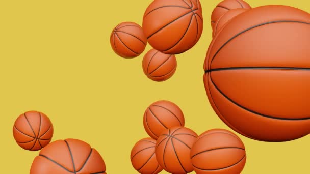 Balones Baloncesto Cayendo Diseño Movimiento Moderno Mínimo Animación Abstracta — Vídeos de Stock