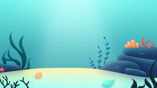 Landscape underwater ocean floor with algae. Minimal modern seamless motion design. Abstract loop animation
