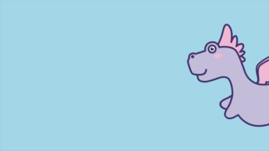 Şirin ejderha uçuyor. Minimum modern kusursuz hareket tasarımı. Soyut döngü canlandırması