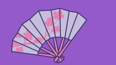 Pembe çiçekli bir hayran. Minimum modern kusursuz hareket tasarımı. Soyut döngü canlandırması