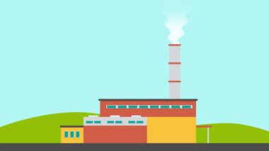 Çöp geri dönüşüm tesisi. Minimum modern hareket tasarımı. Soyut canlandırma