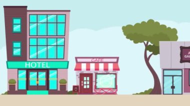 Küçük turist kasabası. Asgari modern hareket tasarımı