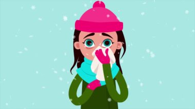 Grip olmuş bir kadın. Asgari modern hareket tasarımı. 